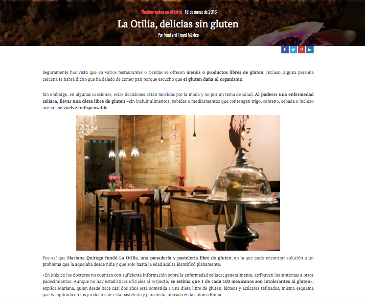 "La Otilia, delicias sin gluten" - Food and Travel México